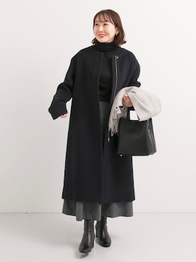「URBAN RESEARCH Sonny Label（アーバンリサーチサニーレーベル）のアイテム（ノーカラージャケット）」を使った、satoさん（レディース・156cm）の冬コーディネート