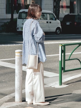 「袖ボリューム」｜「アイテム（バレエシューズ）」を使った、satoさん（レディース・156cm）の冬コーディネート