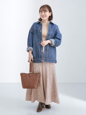 「SonnyLabel」｜「アイテム（デニムジャケット）」を使った、satoさん（レディース・156cm）の冬コーディネート