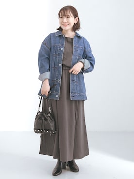 「SonnyLabel」｜「アイテム（デニムジャケット）」を使った、satoさん（レディース・156cm）の春コーディネート