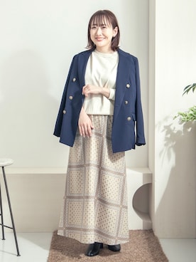 「春めきシューズ」｜「アイテム（その他アウター）」を使った、satoさん（レディース・156cm）の春コーディネート
