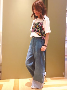 「切りっぱなしデニム」｜kajiiさん（レディース・160cm）の春コーディネート
