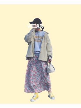 「ボアフリース」｜「アイテム（その他アウター）」を使った、reikaminamiさん（レディース・174cm）の冬コーディネート