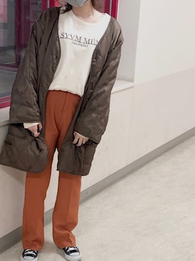 「kastane_ootd」｜「アイテム（ノーカラーコート）」を使った、haruさん（レディース・160cm）の秋コーディネート
