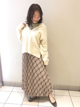 「ピスタチオ」｜「アイテム（バレエシューズ）」を使った、ayuさん（レディース・160cm）の冬コーディネート