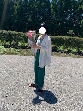 「アイテム（タンクトップ、グリーン系）」を使った、aynさん（レディース・165cm）の夏コーディネート