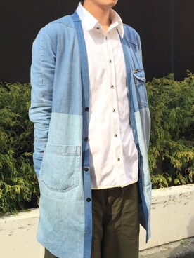 「ISAMU KATAYAMA BACKLASH（イサムカタヤマバックラッシュ）のアイテム（デニムジャケット）」を使った、yamamotoさん（メンズ・170cm）の冬コーディネート