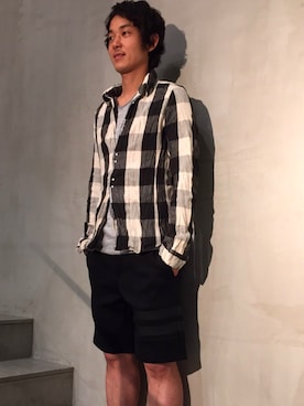 「junhashimoto（ジュンハシモト）のアイテム（トップス）」を使った、yamamotoさん（メンズ・170cm）の夏コーディネート