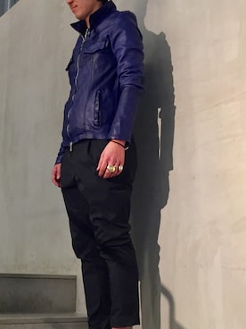 「B2nd」｜「アイテム（ライダースジャケット）」を使った、yamamotoさん（メンズ・170cm）の冬コーディネート