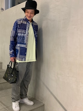 「B'2nd（ビーセカンド）のアイテム（トップス）」を使った、yamamotoさん（メンズ・170cm）の夏コーディネート