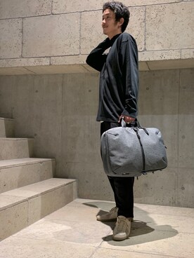 「ATON（エイトン）のアイテム（Tシャツ/カットソー）」を使った、yamamotoさん（メンズ・170cm）の秋コーディネート