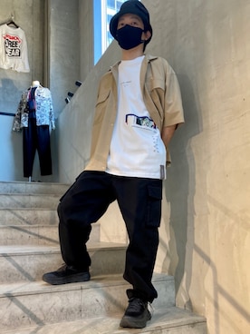 「LUSOR（ルーソル）のアイテム（パンツ）」を使った、yamamotoさん（メンズ・170cm）の春コーディネート