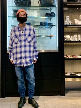 CDL×MINEDENIMRayon Ombre Check Loose Wor