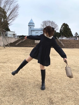 「ブーツスタイル」｜「アイテム（シャツワンピース）」を使った、ranyさん（レディース・157cm）の冬コーディネート