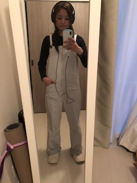 「Johnbull Private labo（ジョンブルプライベートラボ）のアイテム（サロペット/オーバーオール）」を使った、n.s.yukakoさん（レディース・158cm）の冬コーディネート