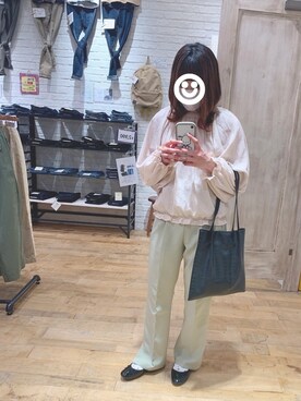 「RETRO GIRL（レトロガール）のタックセミフレアパンツ（その他パンツ）」を使った、ぽし☺︎さん（レディース・159cm）の春コーディネート