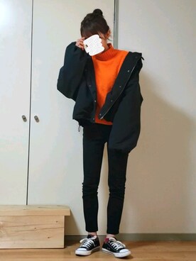 「kutir（クティール）のアイテム（マウンテンパーカー）」を使った、ちくわさん（レディース・154cm）の冬コーディネート