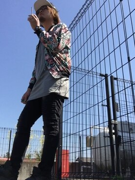 「NEW ERA（ニューエラ）のアイテム（キャップ、ブラック系）」を使った、xxxgreamxxxさん（メンズ・178cm）の春コーディネート