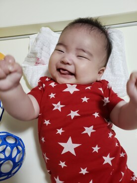 「アイテム（ロンパース、レッド系）」を使った、martinmargielaさん（レディース・70cm）の夏コーディネート