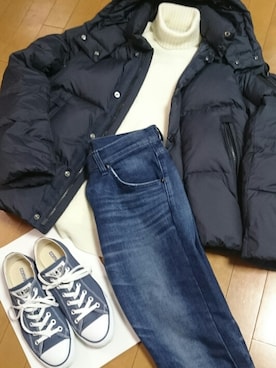 「Lee（リー）のLEE/別注THERMOLITE Skinny（デニムパンツ）」を使った、真田丸のプーさんさん（メンズ・173cm）の冬コーディネート
