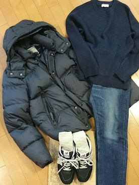 「Lee（リー）のLEE/別注THERMOLITE Skinny（デニムパンツ）」を使った、真田丸のプーさんさん（メンズ・173cm）の冬コーディネート