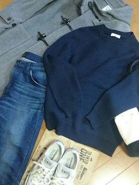 「Lee（リー）のLEE/別注THERMOLITE Skinny（デニムパンツ）」を使った、真田丸のプーさんさん（メンズ・173cm）の冬コーディネート