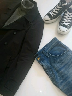 「Lee（リー）のLEE/別注THERMOLITE Skinny（デニムパンツ）」を使った、真田丸のプーさんさん（メンズ・173cm）の春コーディネート