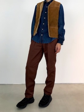 「デニムシャツ」｜「アイテム（その他アウター）」を使った、ジョーノスケさん（メンズ・176cm）の秋コーディネート