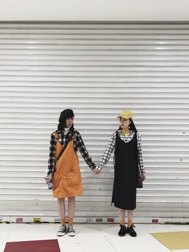 「MONKI（モンキ）のアイテム（オールインワン・サロペット）」を使った、Mさん（レディース・160cm）の春コーディネート