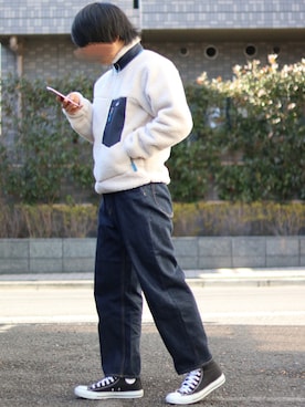 「コンバース ハイカット」｜「アイテム（ブルゾン）」を使った、Naotoさん（メンズ・165cm）の冬コーディネート