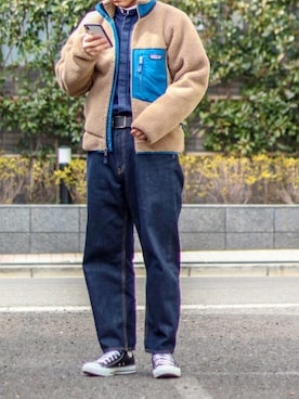 「ノーカラーシャツ」｜「アイテム（ブルゾン）」を使った、Naotoさん（メンズ・165cm）の冬コーディネート