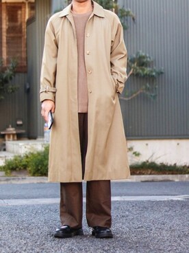 「ベージュコート」｜「アイテム（その他）」を使った、Naotoさん（メンズ・165cm）の春コーディネート