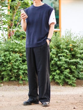「RAGEBLUE（レイジブルー）のアイテム（ベスト）」を使った、Naotoさん（メンズ・165cm）の春コーディネート