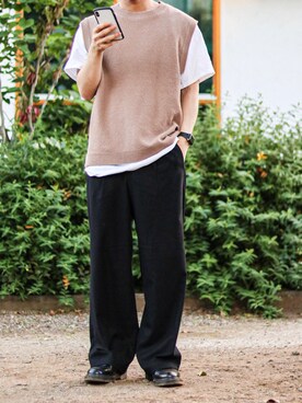 「RAGEBLUE（レイジブルー）のアイテム（ベスト）」を使った、Naotoさん（メンズ・165cm）の夏コーディネート