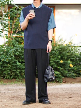 「RAGEBLUE（レイジブルー）のアイテム（ベスト）」を使った、Naotoさん（メンズ・165cm）の夏コーディネート