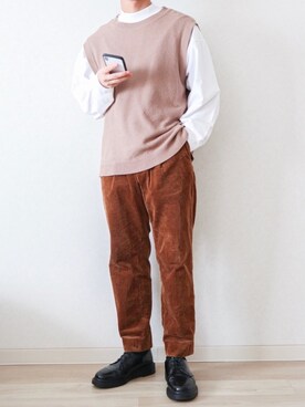 「RAGEBLUE（レイジブルー）のアイテム（ベスト）」を使った、Naotoさん（メンズ・165cm）の秋コーディネート