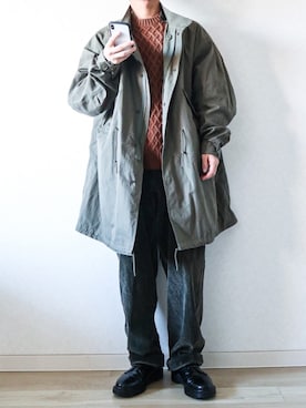 「ケーブルニット」｜「アイテム（モッズコート）」を使った、Naotoさん（メンズ・165cm）の冬コーディネート