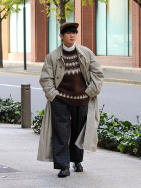 「BATONER（バトナー）のアイテム（トップス）」を使った、Naotoさん（メンズ・165cm）の冬コーディネート