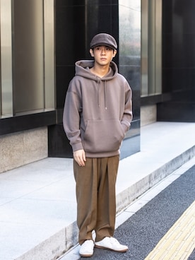 「春めきシューズ」｜「アイテム（ハンチング/ベレー帽）」を使った、Naotoさん（メンズ・165cm）の春コーディネート