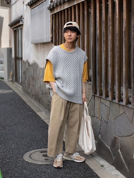 「URU（ウル）のアイテム」を使った、Naotoさん（メンズ・165cm）の春コーディネート