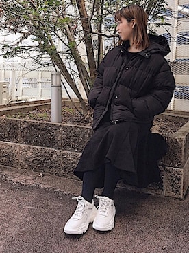 「GRL（グレイル）のアイテム（ジャケット/アウター）」を使った、manaさん（レディース・155cm）の冬コーディネート
