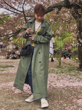 「GRL（グレイル）のチェーンフラップショルダーバッグ（ショルダーバッグ）」を使った、manaさん（レディース・155cm）の春コーディネート