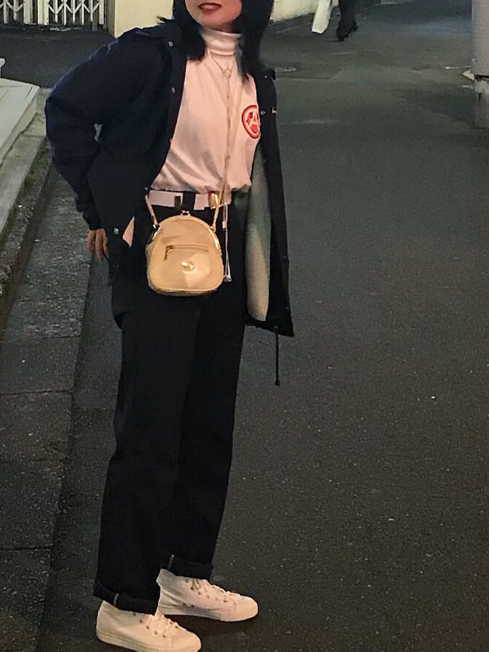 「VERDY、ootd、shibuya、874、今日のコーデ」｜「VINTAGEのアイテム（ショルダーバッグ、ホワイト系）」を使った、カナさん（レディース・157cm）の秋コーディネートの1枚目の写真