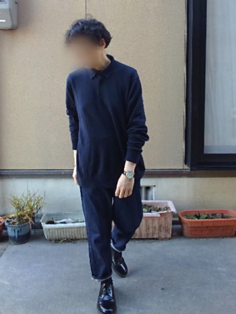 「シンプル、ユニクロ、Uniqlo、UNIQLO U」｜「ORIENTの【WEB限定】ORIENT: Automatic Roman Leather（アナログ腕時計、ブラウン系）」を使った、tyaさん（メンズ・171cm）の冬コーディネートの1枚目の写真