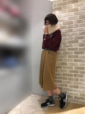 「earth music&ecology（アースミュージックアンドエコロジー）のアイテム（ストール/ショール）」を使った、にける★さん（レディース・164cm）の秋コーディネート