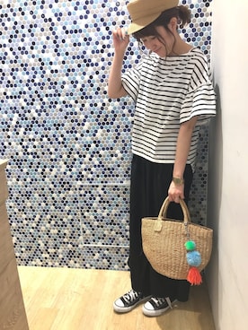 「earth music&ecology（アースミュージックアンドエコロジー）のアイテム（キャスケット）」を使った、にける★さん（レディース・164cm）の春コーディネート