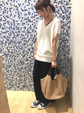 「earth music&ecology（アースミュージックアンドエコロジー）のアイテム（チュニック）」を使った、にける★さん（レディース・164cm）の春コーディネート