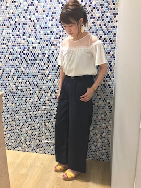 「シースルー」｜「アイテム（チノパンツ）」を使った、にける★さん（レディース・164cm）の夏コーディネート
