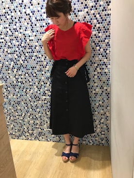 「ORiental TRaffic（オリエンタルトラフィック）の【ORiental TRaffic】 ウェッジサンダル（サンダル）」を使った、にける★さん（レディース・164cm）の夏コーディネート