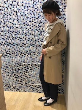 「earth music&ecology（アースミュージックアンドエコロジー）のアイテム（ハンチング/ベレー帽）」を使った、にける★さん（レディース・164cm）の秋コーディネート